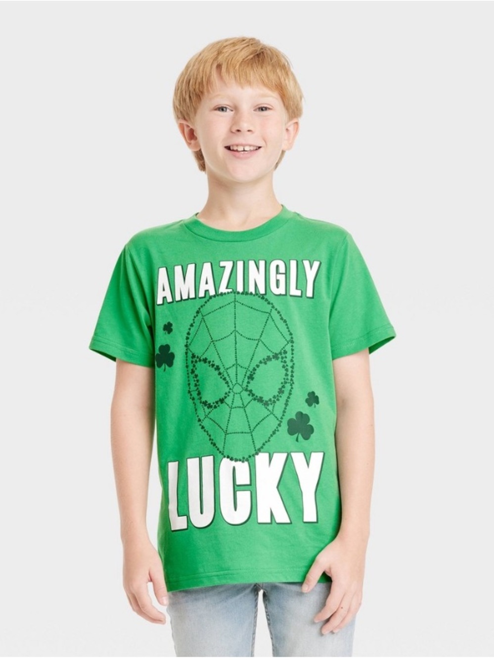 ⭐️ Spiderman Green 'Amazingly Lucky' Graphic Tee Size M